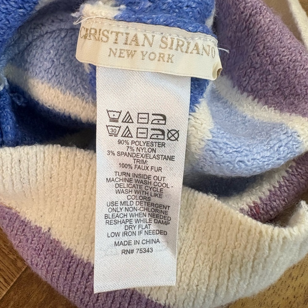 Christian Siriano Purple and Blue Striped Knit Hat winter - Picture 6 of 6